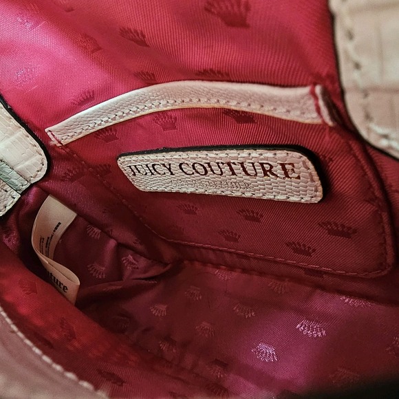 Juicy Couture White Perforated‎ Chain Crossbody Bag Rhinestone Turn Lock Gold - Picture 12 of 16